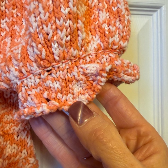 FREE PEOPLE 3/4 Length Sleeve Cardigan Sweater orange/cream-XS - Picture 4 of 9
